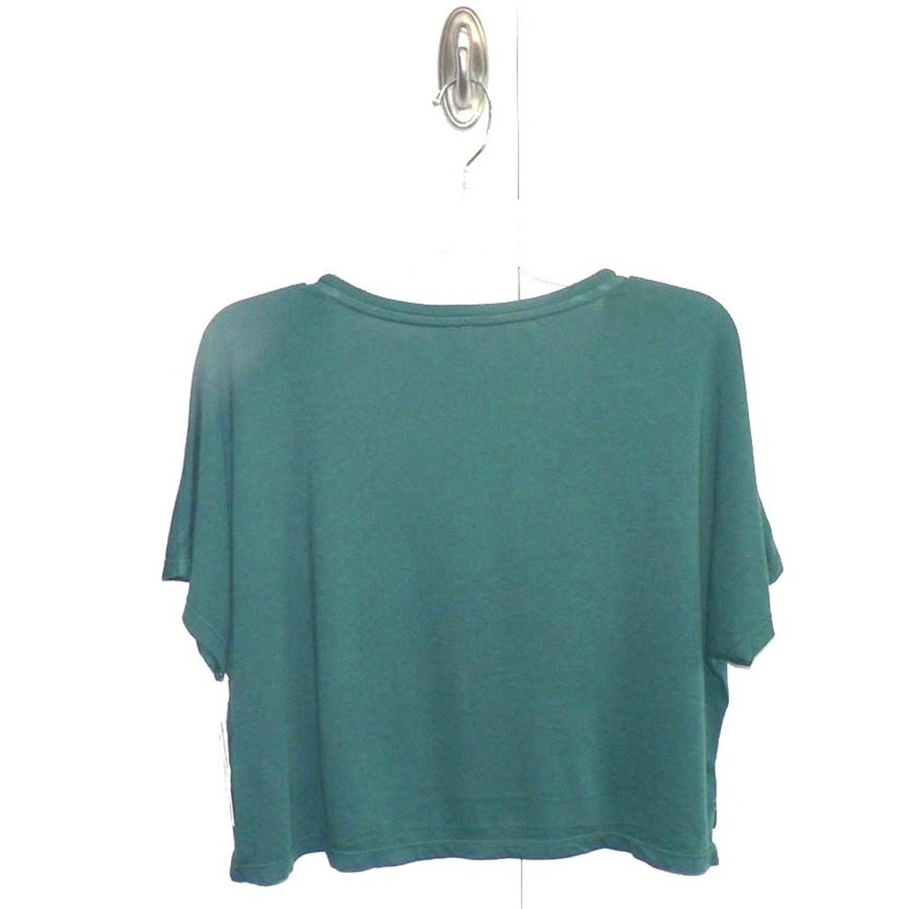 BP. Women's V-Neck Dolman Short Sleeve Modal Blend Crop T-Shirt Green Moss Small - Picture 4 of 6